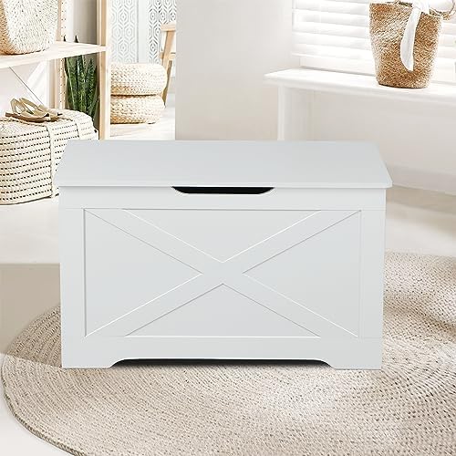 Timberer 31.5" Storage Chest, Wooden Storage Bench, Entryway Shoes Bench