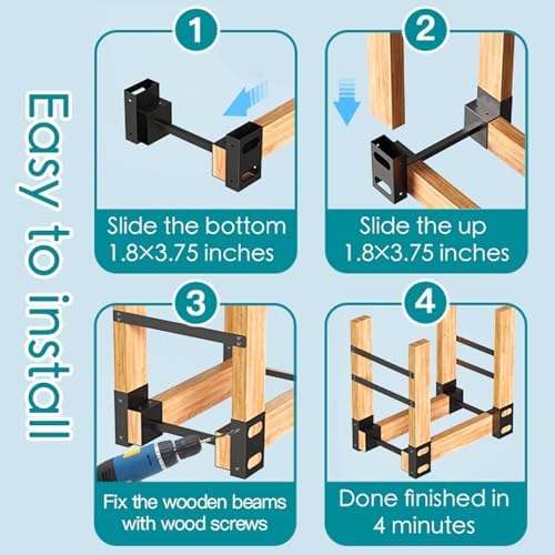 Eibikdi Firewood Rack Outdoor, Black, Set of 2
