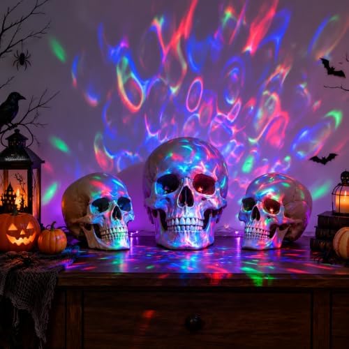 Halloween Projector Lights Outdoor, Ultra Bright Dynamic RGBW Water Ripple Projection Light with Remote, 15 Lighting Effects, Timer & Memory Function, IP65 Waterproof,16.4FT Cable for Yard Decorations