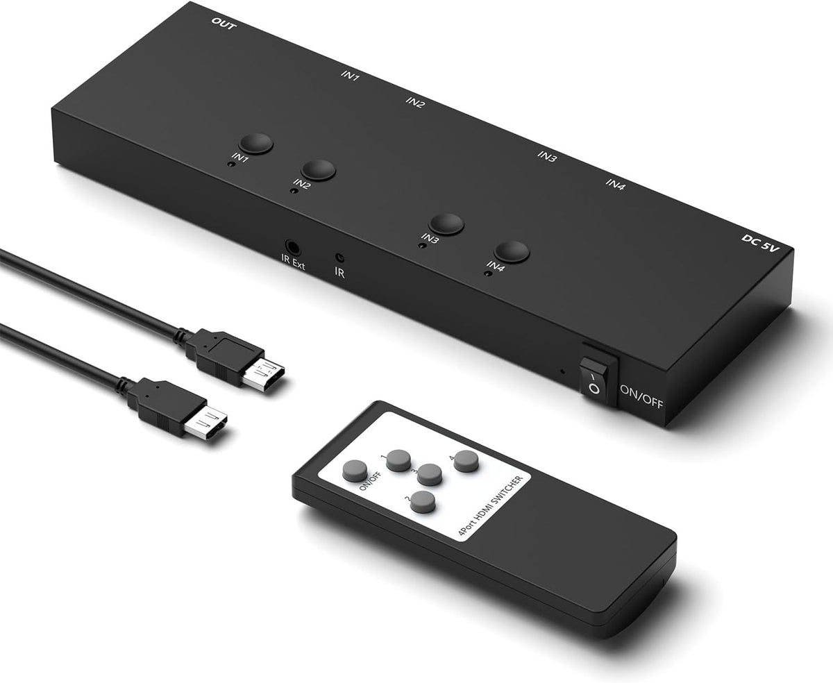 Y.D.F 4 Way HDMI Switch 4k@60Hz HDMI Switcher 4 in 1 Out HDCP 2.0 Manual HDMI