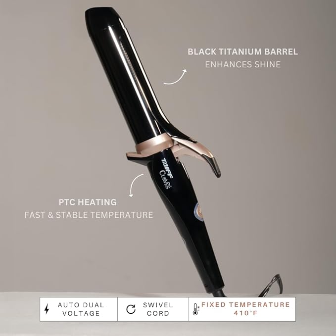 TAIFF Curves Professional Black Titanium Curling Iron – High-Performance Hair