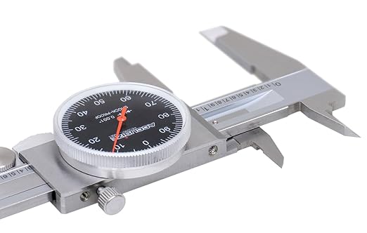 Accusize Industrial Tools 0-6" x 0.001" Dial Caliper, Stainless Steel in Fitted