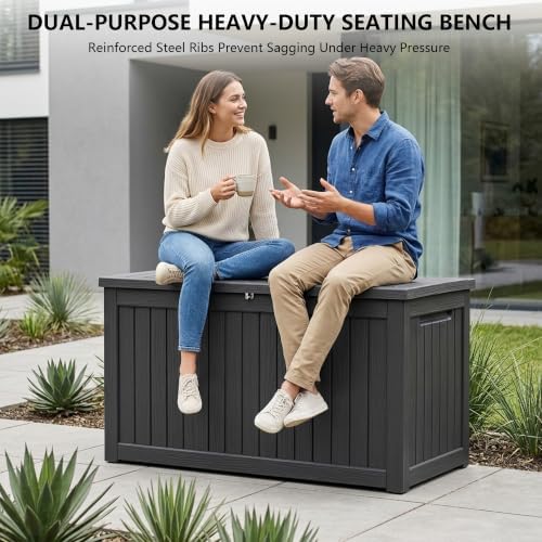 Outdoor Storage Box,270 Gallon Waterproof Deck Box [Upgraded 3.0]
