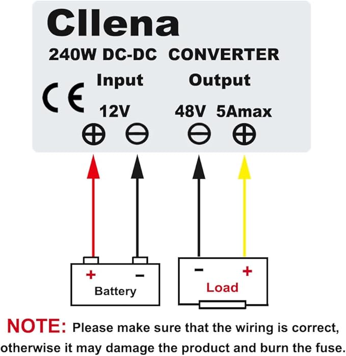 Cllena DC/DC 12V to 48V Boost Converter 5A 240W Step Up Voltage Regulator