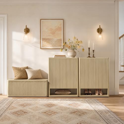 SICOTAS Storage Bench 80.4" Wide Shoe Bench with Lift Top Large Wooden Storage Chest Trunk Modern Blanket Chest with 4 Safety Hinges & Seating for Bedroom Entryway Living Room Hallway