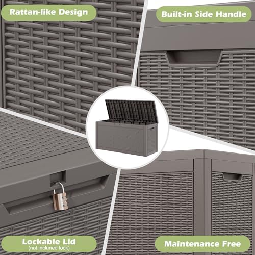 75 Gallon Outdoor Storage Box Waterproof Deck Box Patio Storage