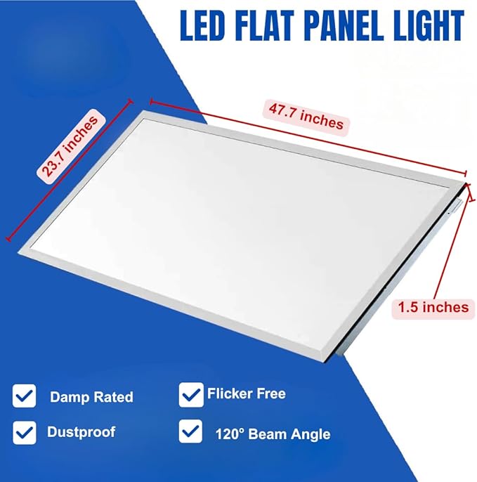 2x4 LED Flat Panel Light – LED Panel Flat Ceiling Light, Dimmable Flicker-Free (Pack of 12)