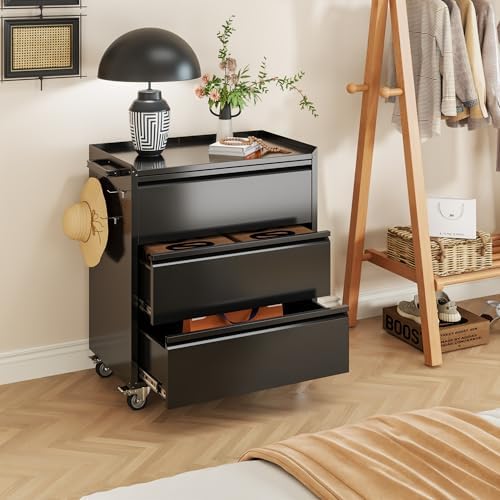 Reemoon 35" H Metal Garage Storage Cabinet with Wheels,Black