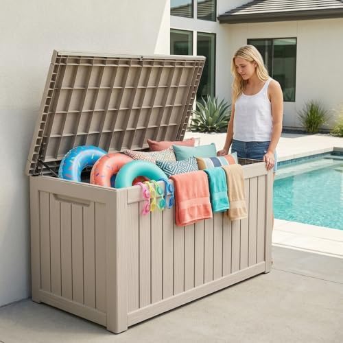 Outdoor Storage Box,270 Gallon Waterproof Deck Box [Upgraded 3.0]