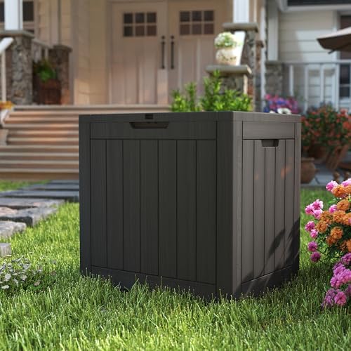 35 Gallon deck box Outdoor Cushion Storage Waterproof, Outdoor Storage Box with Lockable Lid & UV-Resistant for Patio Furniture, Outdoor Cushions, Garden Tools and Pool Supplies, Black