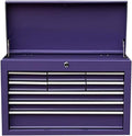 Workington Portable Metal Tool Chest with 9 Drawers, 24" 9-Drawer Tool Chest Cabinet with Ball Bearing Drawer Slides, Steel Tool Storage Box Organizer 4006 Purple
