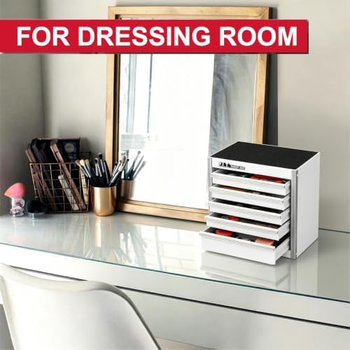 P.I.T. Mini Tool Box,Small Metal Toolbox Organizer with 5 Drawers,White