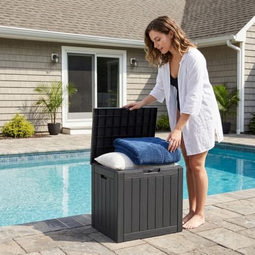 Outdoor Storage Box, 35 Gallon Waterproof Deck Box [Upgraded 3.0]