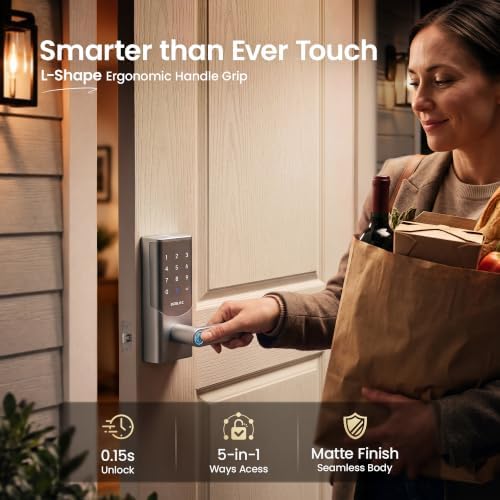 DESLOC K221 Fingerprint Smart Door Lock with Handle 16-Month Battery