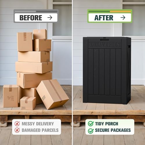 Greesum 52 Gallon Large Outdoor Package Delivery Box, Black