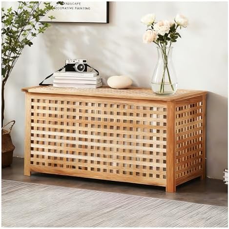 Solid Wood Entryway Bench with Storage, storage chest with Removable Bag