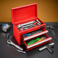 Mini Tool Box - Metal Tool Chest with 2 Drawers & PVC Drawer Liners - Red
