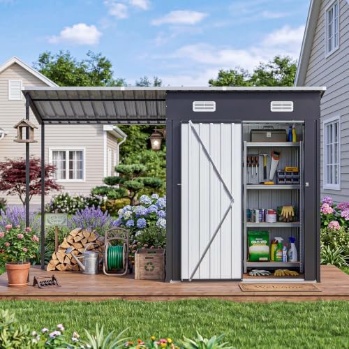 5x3FT Outdoor Storage Shed & Hardtop Gazebo Combo