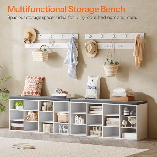 HOOBRO Shoe Storage Bench with Cushion, 39.4" L Entryway Bench