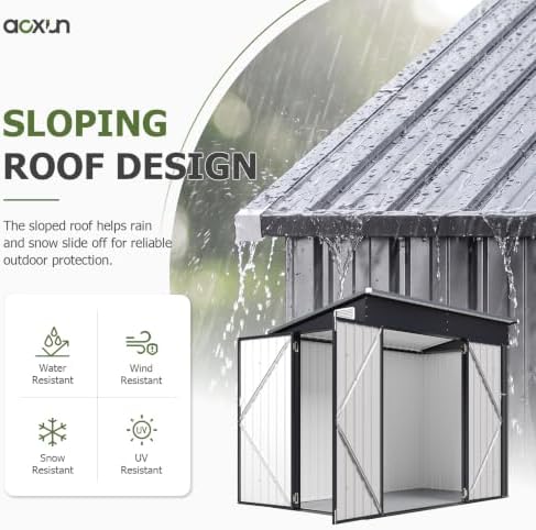 Aoxun 7.5'x4' Outdoor Storage Shed with 3 Lockable Doors & 14mm PP Floor