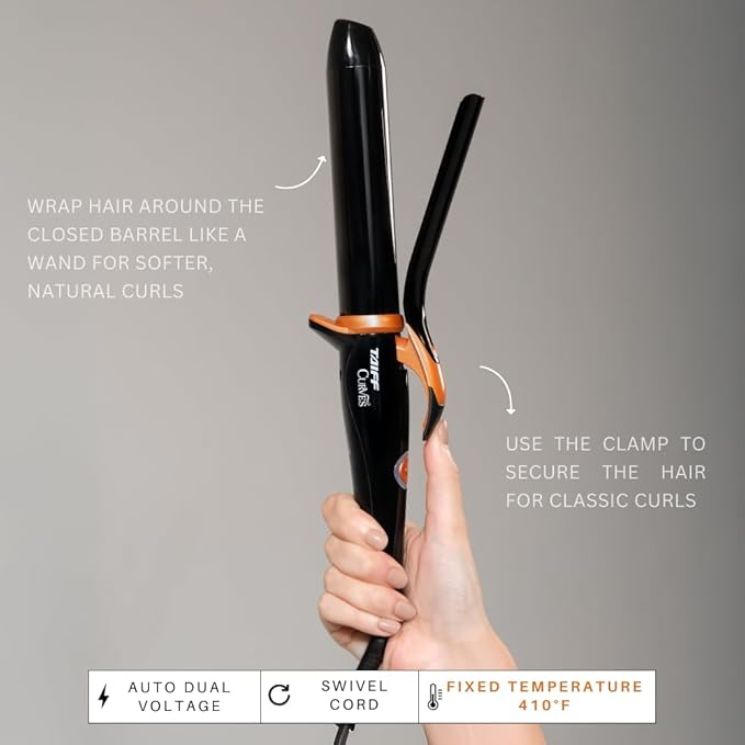TAIFF Curves Professional Black Titanium Curling Iron – High-Performance Hair