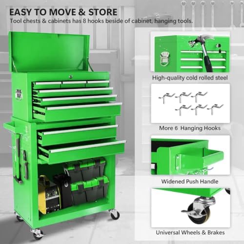 8-Drawer Rolling Tool Chest with Detachable Top Tool Box