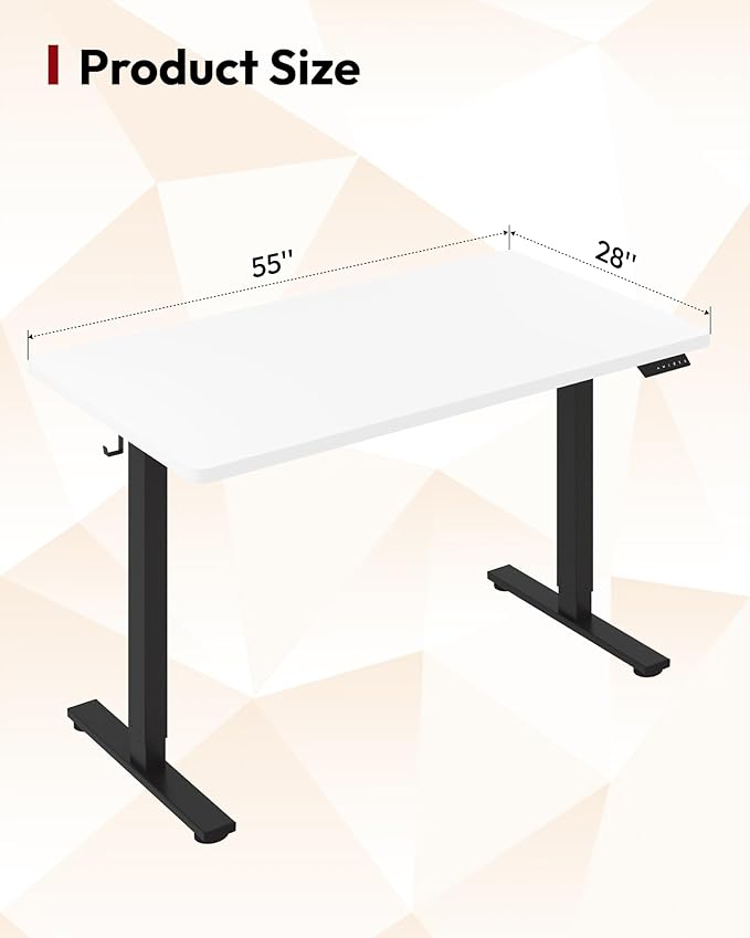 SANODESK Electric Standing Desk 55 x 28 Inches Whole-Piece Desktop Height