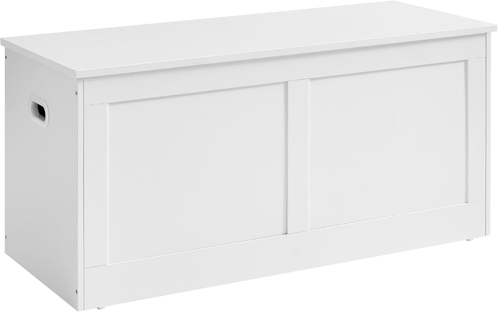 vasagle storage chest with 2 safety hinges, 15.7 on a desk or shelf