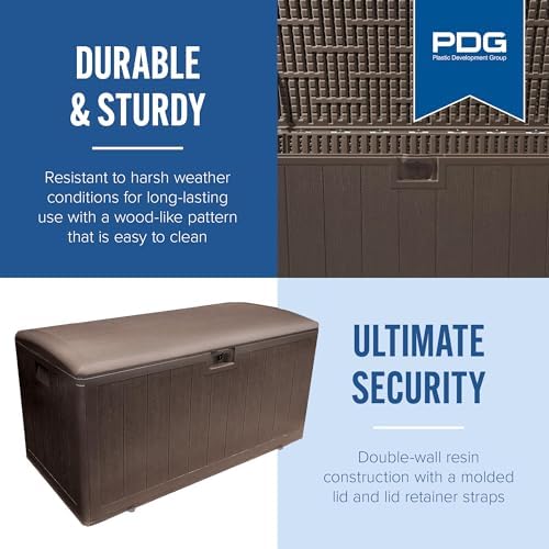 Plastic Development Group Outdoor Deck Box, Soft Close Lid, Java, 105 Gal