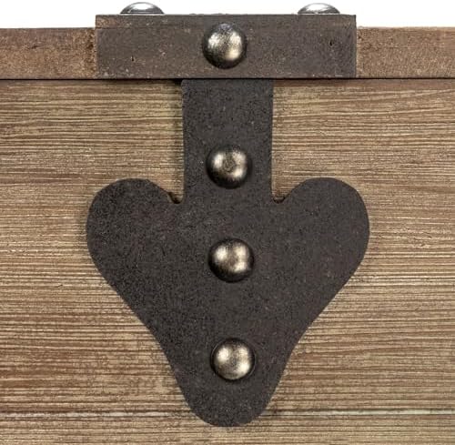 Household Essentials Antiqued Decorative Trunk, Large, Chinese Fir Panel and MDF, Smooth Backing and Metal Hinge Accent, Flat Top and Stay-Open Lid