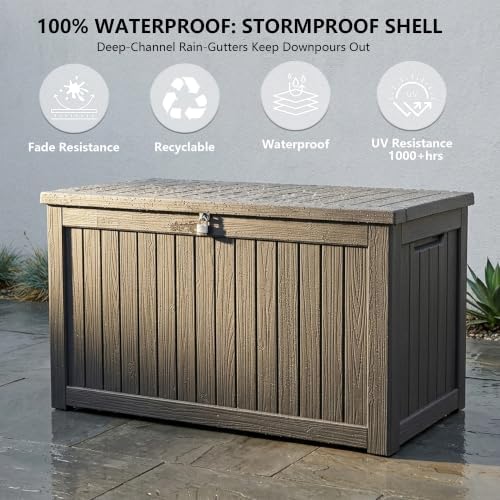 Outdoor Storage Box,270 Gallon Waterproof Deck Box [Upgraded 3.0]