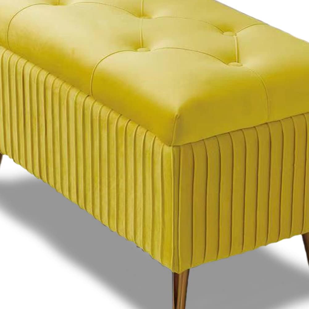 bakaji velvet bench, rectangular upholstered bench, makeup bench, side view