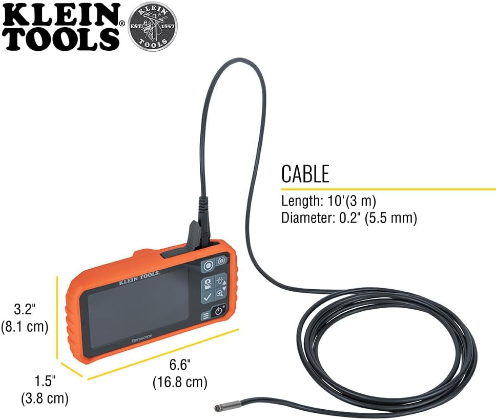 klein tools 69462 inspection camera cable for borescope, side view