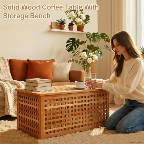 Solid Wood Entryway Bench with Storage, storage chest with Removable Bag