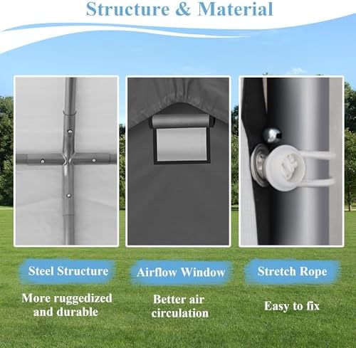8x14 Ft Outdoor Storage Shelter, Heavy Duty Waterproof Portable Shed with Roll-up Zipper Door and Ventilated Windows for Motorcycle, Bike, Tools