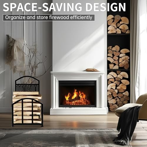 Kojem Indoor Outdoor Firewood Rack Heavy Duty Fireplace Firewood Storage