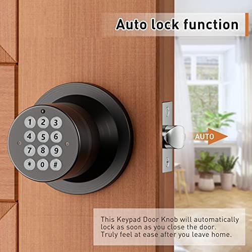 Digital Door Lock with Keypad - Electronic Door Knob for Keyless Entry - Oil Rubbed Bronze, 3 Pack