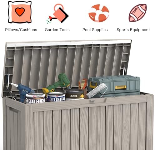 Mars Villa 80 Gallon Deck Box, Outdoor Storage Box, Outside Bin, Grey