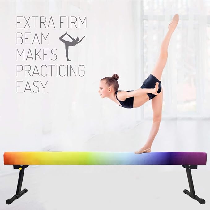 Adjustable&Foldable Gymnastics Balance Beam, 6FT/8ft High-Low Level Floor