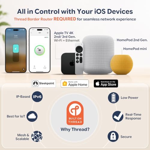 ThorBolt GK1 Smart HomeKit Fingerprint Door Knob (w/o Keypad), Black