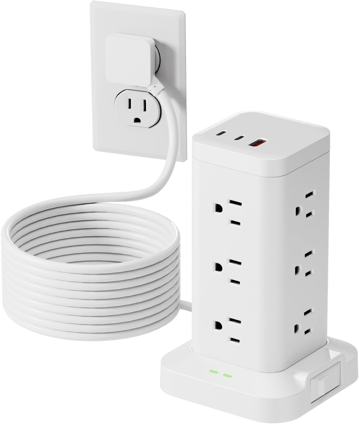 Power Strip Tower with Surge Protector 1800J, Fast Charging Tower PD20W USB-C
