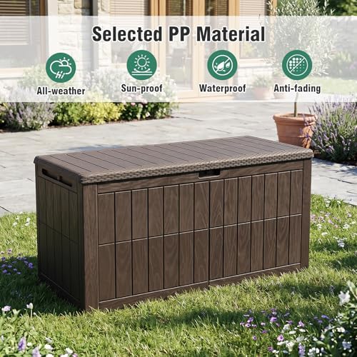 Tangkula 100 Gallon Outdoor Storage Box with Lockable Lid