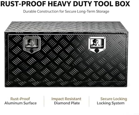 30 Inch Full Weld Aluminum Underbody Tool Box, Dual Anti-Pry Lock, Water Resistant, Anti-Deformation, Lockable Under Mount Large Storage Chest for Pickup Truck, Trailer, RV, ATV