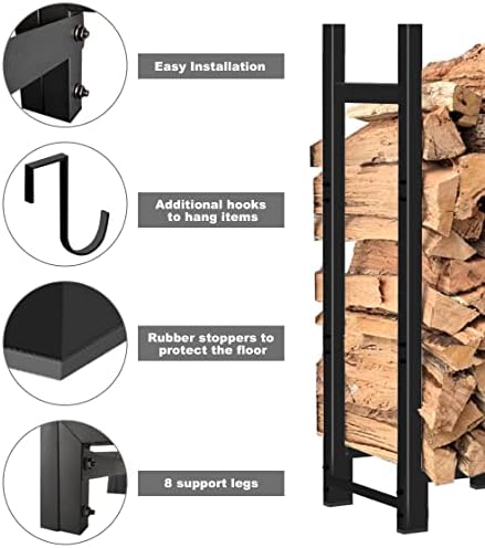 4ft Firewood Rack Outdoor Adjustable Heavy Duty Wood Rack Storage