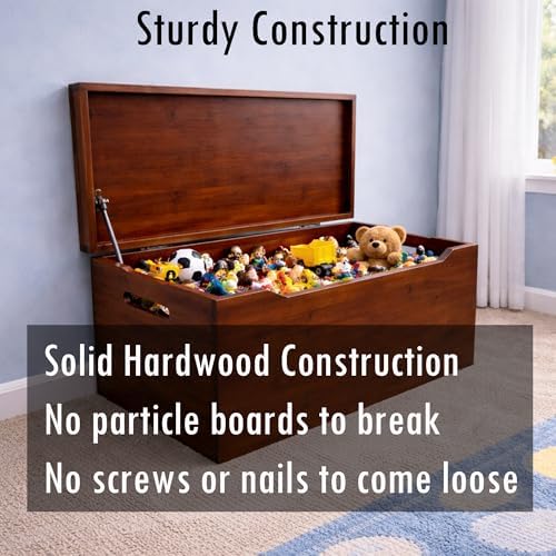 Fully Assembled, Solid Wood Storage Chest with Lid & Handles, Wooden Box, Organizer, Storage, Birthday, Gift, Blankets, Clothes, Keepsakes, Anti-Slam Hinges, 30” Professional Walnut Finish