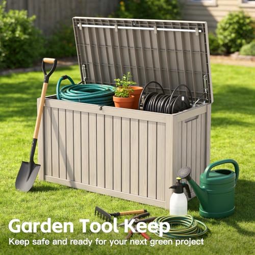 Mars Villa Deck Box, Outdoor Storage Box Waterproof, 150 Gallon, Grey
