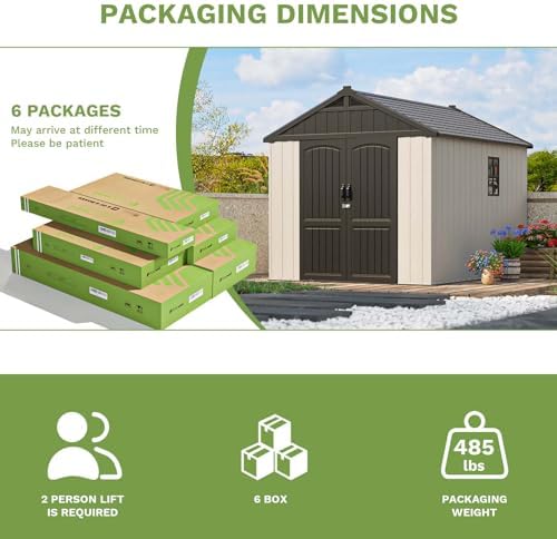 Patiowell 8x10 FT Resin Outdoor Storage Shed with Floor, Beige