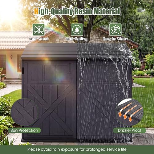 DREAMADE Horizontal Outdoor Storage Cabinet, 20 Cu.Ft Resin Shed, Brown