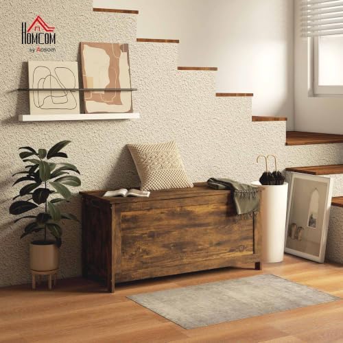 HOMCOM Storage Bench Cut-Out Handles 39.4" x 15.7" x 18.9" Rustic Brown