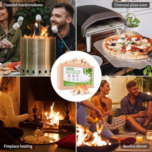 Mini Firewood with 4pcs Fire Starters&Gloves 5'' Lengths Pine Kiln Dried Fire Wood Great for Solo Stove Mesa XL, Tabletop Fire Pit,Pizza Oven Wood,Solo Stove Accessories